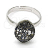 Rhodium Plated Multi Stone Ring, with Crystal Black Patina Swarovski Crystals, Polished, Rhodium Finish, 01.239.0008.5 (One size fits all)