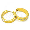 Stainless Steel Huggie Hoop, with White Crystal, Polished, Golden Finish, 02.216.0064.20