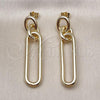 Oro Laminado Long Earring, Gold Filled Style Polished, Golden Finish, 02.385.0066