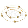 Oro Laminado Necklace and Bracelet, Gold Filled Style Ball Design, Golden Finish, 5.010.004