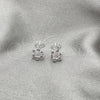 Sterling Silver Stud Earring, Flower Design, with White Crystal, Polished, Silver Finish, 02.406.0016.02
