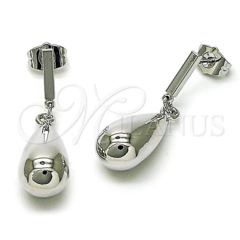 Rhodium Plated Dangle Earring, Teardrop Design, Polished, Rhodium Finish, 02.60.0160.1