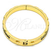 Oro Laminado Individual Bangle, Gold Filled Style Heart Design, Black Enamel Finish, Golden Finish, 07.252.0032.05.GT (07 MM Thickness, Size 5 - 2.50 Diameter)
