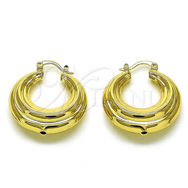 Oro Laminado Medium Hoop, Gold Filled Style Hollow Design, Polished, Golden Finish, 02.170.0441.30