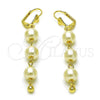 Oro Laminado Long Earring, Gold Filled Style with Ivory Pearl, Polished, Golden Finish, 02.414.0011