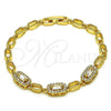 Oro Laminado Fancy Bracelet, Gold Filled Style with White Cubic Zirconia and White Micro Pave, Polished, Golden Finish, 03.283.0301.07