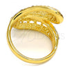 Oro Laminado Multi Stone Ring, Gold Filled Style with White Crystal, Polished, Golden Finish, 01.241.0022.09 (Size 9)