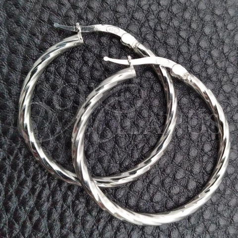 Sterling Silver Small Hoop, Diamond Cutting Finish, Silver Finish, 02.389.0127.25