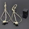 Oro Laminado Long Earring, Gold Filled Style Heart Design, with White Cubic Zirconia, Polished, Golden Finish, 5.116.014