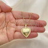 Oro Laminado Pendant Necklace, Gold Filled Style Heart Design, Polished, Golden Finish, 04.117.0005.20