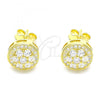 Sterling Silver Stud Earring, Flower Design, with White Cubic Zirconia, Polished, Golden Finish, 02.369.0024.2