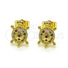 Oro Laminado Stud Earring, Gold Filled Style Turtle Design, with Multicolor Cubic Zirconia, Polished, Golden Finish, 02.210.0741