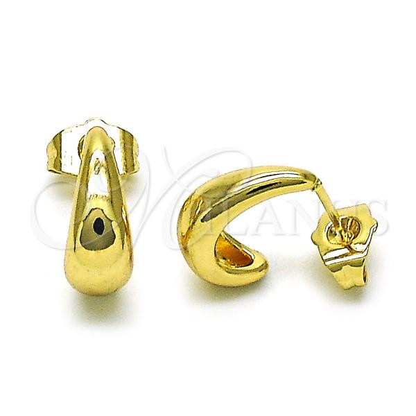 Oro Laminado Stud Earring, Gold Filled Style Chunky Design, Polished, Golden Finish, 02.195.0236