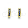 Oro Laminado Huggie Hoop, Gold Filled Style with Sapphire Blue Micro Pave, Polished, Golden Finish, 02.195.0106.3.10