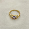 Oro Laminado Multi Stone Ring, Gold Filled Style with Amethyst and Pink Cubic Zirconia, Polished, Golden Finish, 01.284.0048.1.07