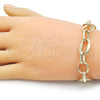 Oro Laminado Fancy Bracelet, Gold Filled Style Rolo Design, Diamond Cutting Finish, Golden Finish, 03.331.0297.08