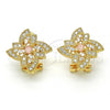 Oro Laminado Stud Earring, Gold Filled Style Flower Design, with Pink and White Cubic Zirconia, Polished, Golden Finish, 02.217.0087.3 *PROMO*