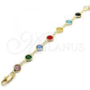 Oro Laminado Fancy Bracelet, Gold Filled Style with Multicolor Crystal, Polished, Golden Finish, 03.326.0001.07
