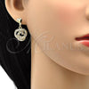 Oro Laminado Dangle Earring, Gold Filled Style Heart and Love Knot Design, with White Crystal, Polished, Golden Finish, 02.63.2490