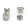 Sterling Silver Stud Earring, with White Cubic Zirconia and White Crystal, Polished, Rhodium Finish, 02.186.0029