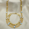 Oro Laminado Necklace and Bracelet, Gold Filled Style with Aurore Boreale Crystal, Polished, Golden Finish, 06.185.0018