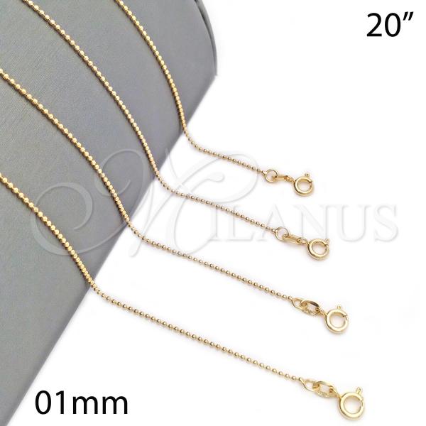 Oro Laminado Basic Necklace, Gold Filled Style Polished, Golden Finish, 04.213.0001.1.20