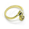 Oro Laminado Multi Stone Ring, Gold Filled Style Heart Design, with White Cubic Zirconia, Polished, Golden Finish, 01.284.0077