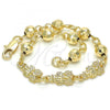 Oro Laminado Fancy Bracelet, Gold Filled Style Owl Design, Polished, Golden Finish, 03.63.1957.07