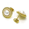 Oro Laminado Stud Earring, Gold Filled Style with Ivory Pearl, Polished, Golden Finish, 02.379.0012