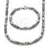 Stainless Steel Necklace and Bracelet, Ball Design, Polished, Steel Finish, 06.363.0061