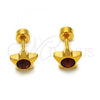 Stainless Steel Stud Earring, Star Design, with Brown Crystal, Polished, Golden Finish, 02.271.0016.6