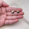 Oro Laminado Stud Earring, Gold Filled Style Heart Design, Polished, Golden Finish, 02.213.0623