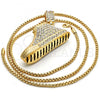 Oro Laminado Pendant Necklace, Gold Filled Style Shoes Design, with White Crystal, Polished, Golden Finish, 04.242.0073.30
