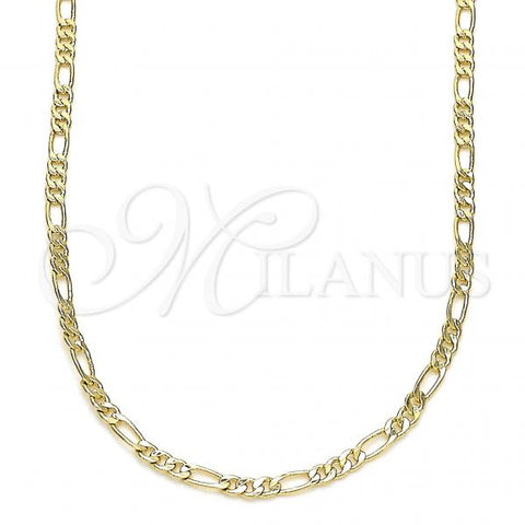 Oro Laminado Basic Necklace, Gold Filled Style Figaro Design, Polished, Golden Finish, 04.213.0238.24