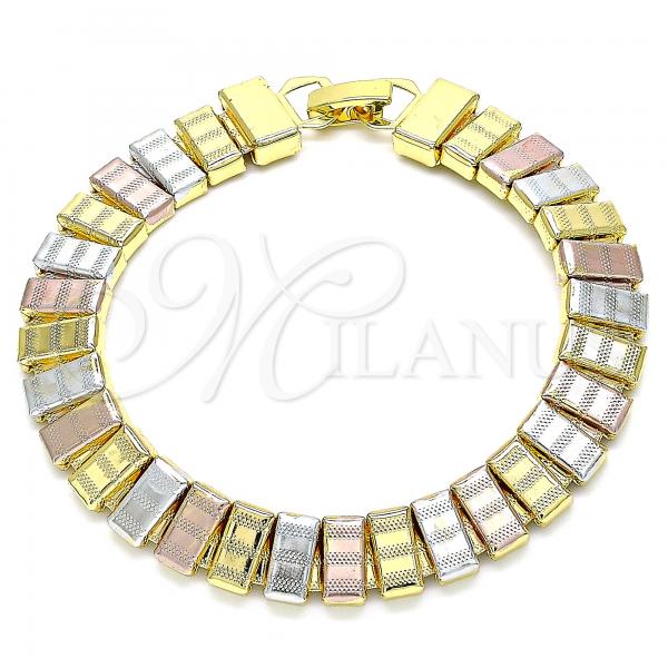 Oro Laminado Fancy Bracelet, Gold Filled Style Polished, Tricolor, 03.331.0134.08