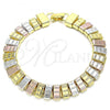 Oro Laminado Fancy Bracelet, Gold Filled Style Polished, Tricolor, 03.331.0134.08