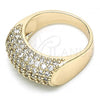 Oro Laminado Multi Stone Ring, Gold Filled Style with White Micro Pave, Polished, Golden Finish, 01.346.0009.08