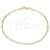 Oro Laminado Basic Anklet, Gold Filled Style Figaro Design, Polished, Golden Finish, 04.213.0239.10