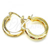 Oro Laminado Small Hoop, Gold Filled Style with Garnet and White Cubic Zirconia, Polished, Golden Finish, 02.210.0294.1.20
