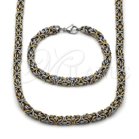 Stainless Steel Necklace and Bracelet, Polished, Two Tone, 06.363.0063.1