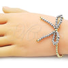 Oro Laminado Fancy Bracelet, Gold Filled Style Bow and Ball Design, Polished, Two Tone, 03.341.0220.07