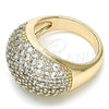 Oro Laminado Multi Stone Ring, Gold Filled Style Chunky Design, with White Micro Pave, Polished, Golden Finish, 01.346.0010.09