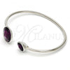 Rhodium Plated Individual Bangle, with Amethyst Swarovski Crystals, Polished, Rhodium Finish, 07.239.0003.2 (03 MM Thickness, One size fits all)
