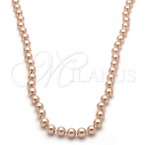 Oro Laminado Fancy Necklace, Gold Filled Style with Rose Pearl, Polished,, 04.321.0027.3.60