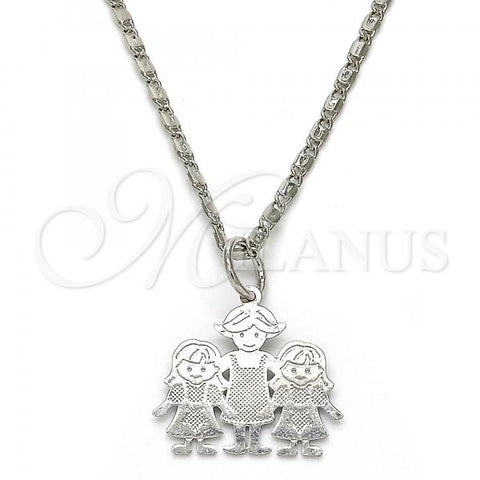 Rhodium Plated Pendant Necklace, Little Girl and Star Design, Polished, Rhodium Finish, 04.106.0004.1.20
