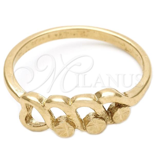 Oro Laminado Elegant Ring, Gold Filled Style Flower Design, Diamond Cutting Finish, Golden Finish, 01.63.0572.06 (Size 6)