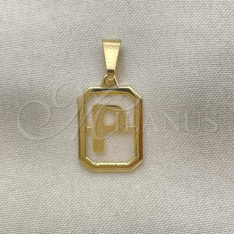Oro Laminado Fancy Pendant, Gold Filled Style Initials Design, Polished, Golden Finish, 05.02.0069.16