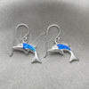 Sterling Silver Dangle Earring, Dolphin Design, with Bermuda Blue Opal, Polished, Silver Finish, 02.391.0007