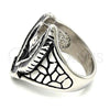 Stainless Steel Mens Ring, Eagle Design, Black Enamel Finish, Steel Finish, 01.234.0002.12 (Size 12)