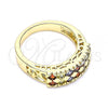 Oro Laminado Multi Stone Ring, Gold Filled Style with Multicolor Cubic Zirconia, Polished, Golden Finish, 01.346.0023.1.08